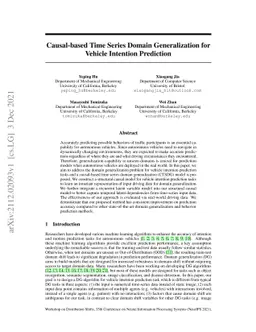 Causal-based Time Series Domain Generalization for Vehicle Intention
  Prediction