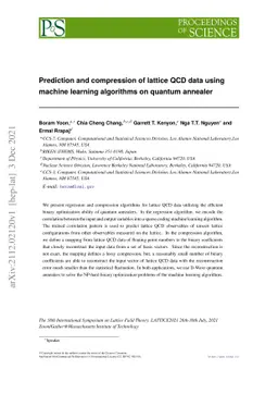 Prediction and compression of lattice QCD data using machine learning
  algorithms on quantum annealer