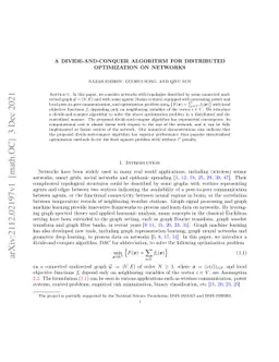 A Divide-and-Conquer Algorithm for Distributed Optimization on Networks