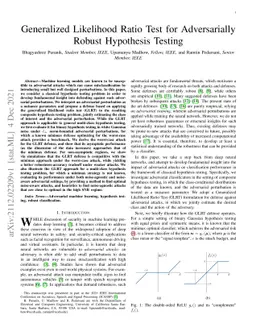 Generalized Likelihood Ratio Test for Adversarially Robust Hypothesis
  Testing