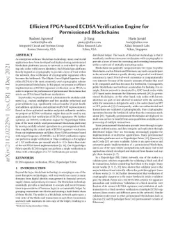 Efficient FPGA-based ECDSA Verification Engine for Permissioned
  Blockchains