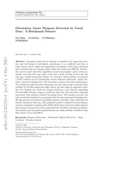 Orientation Aware Weapons Detection In Visual Data : A Benchmark Dataset