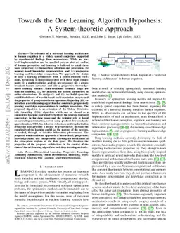 Towards the One Learning Algorithm Hypothesis: A System-theoretic
  Approach