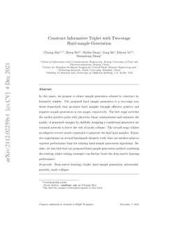 Construct Informative Triplet with Two-stage Hard-sample Generation