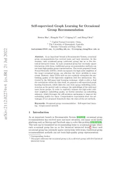 Self-supervised Graph Learning for Occasional Group Recommendation