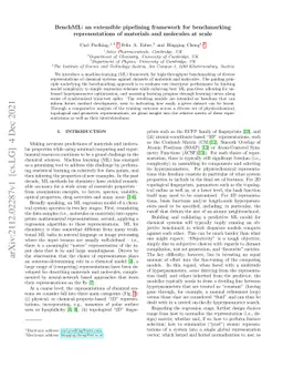 BenchML: an extensible pipelining framework for benchmarking
  representations of materials and molecules at scale
