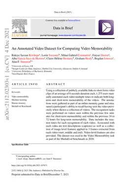An Annotated Video Dataset for Computing Video Memorability