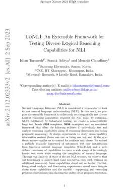 LoNLI: An Extensible Framework for Testing Diverse Logical Reasoning
  Capabilities for NLI