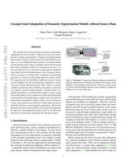 Unsupervised Adaptation of Semantic Segmentation Models without Source
  Data