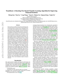 TransBoost: A Boosting-Tree Kernel Transfer Learning Algorithm for
  Improving Financial Inclusion