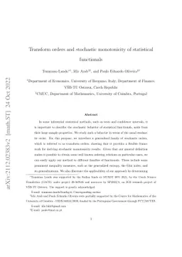 Transform orders and stochastic monotonicity of statistical functionals