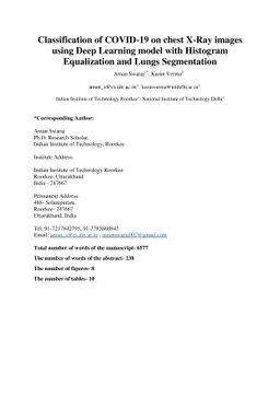 Classification of COVID-19 on chest X-Ray images using Deep Learning
  model with Histogram Equalization and Lungs Segmentation