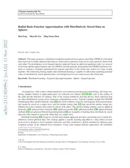 Radial Basis Function Approximation with Distributively Stored Data on
  Spheres