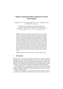 Adaptive Channel Encoding Transformer for Point Cloud Analysis
