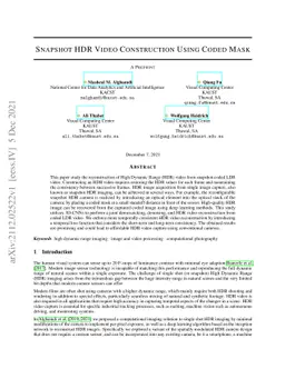Snapshot HDR Video Construction Using Coded Mask