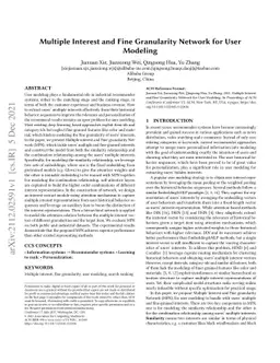 Multiple Interest and Fine Granularity Network for User Modeling