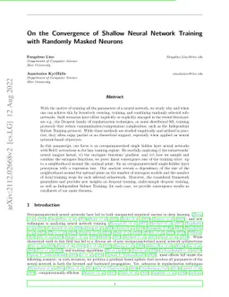 On the Convergence of Shallow Neural Network Training with Randomly
  Masked Neurons