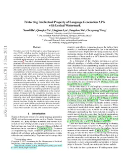 Protecting Intellectual Property of Language Generation APIs with
  Lexical Watermark