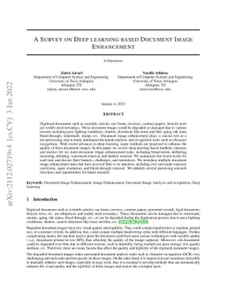 A Survey on Deep learning based Document Image Enhancement