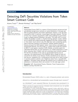 Detecting DeFi Securities Violations from Token Smart Contract Code
