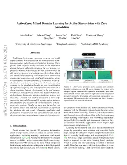 ActiveZero: Mixed Domain Learning for Active Stereovision with Zero
  Annotation