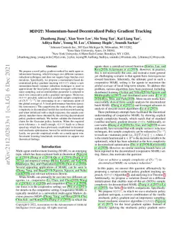 MDPGT: Momentum-based Decentralized Policy Gradient Tracking