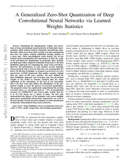 A Generalized Zero-Shot Quantization of Deep Convolutional Neural
  Networks via Learned Weights Statistics