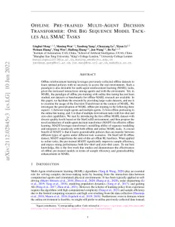 Offline Pre-trained Multi-Agent Decision Transformer: One Big Sequence
  Model Tackles All SMAC Tasks