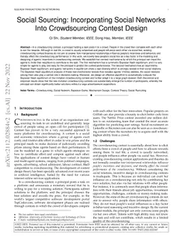 Social Sourcing: Incorporating Social Networks Into Crowdsourcing
  Contest Design