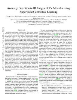 Anomaly Detection in IR Images of PV Modules using Supervised
  Contrastive Learning