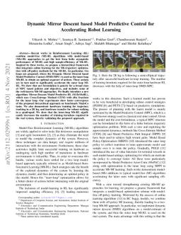 Dynamic Mirror Descent based Model Predictive Control for Accelerating
  Robot Learning