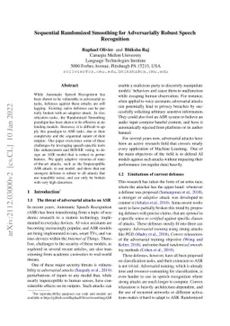 Sequential Randomized Smoothing for Adversarially Robust Speech
  Recognition