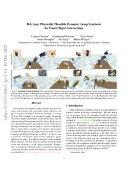 D-Grasp: Physically Plausible Dynamic Grasp Synthesis for Hand-Object
  Interactions