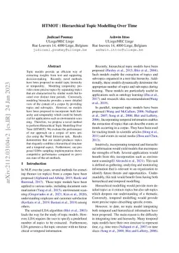 HTMOT : Hierarchical Topic Modelling Over Time
