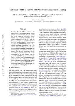 VAE based Text Style Transfer with Pivot Words Enhancement Learning