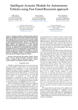 Intelligent Acoustic Module for Autonomous Vehicles using Fast Gated
  Recurrent approach