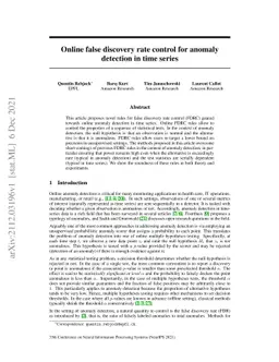Online false discovery rate control for anomaly detection in time series