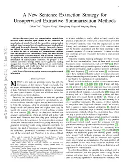 A New Sentence Extraction Strategy for Unsupervised Extractive
  Summarization Methods