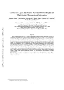 Contrastive Cycle Adversarial Autoencoders for Single-cell Multi-omics
  Alignment and Integration