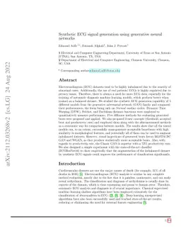Synthetic ECG Signal Generation Using Generative Neural Networks