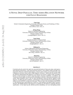 A Novel Deep Parallel Time-series Relation Network for Fault Diagnosis