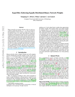 Equal Bits: Enforcing Equally Distributed Binary Network Weights