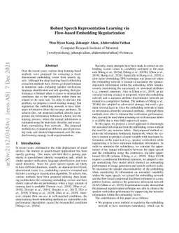 Robust Speech Representation Learning via Flow-based Embedding
  Regularization