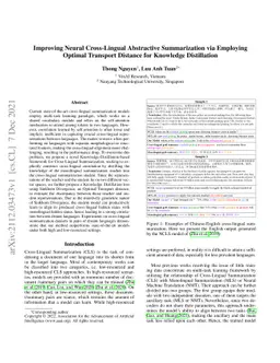 Improving Neural Cross-Lingual Summarization via Employing Optimal
  Transport Distance for Knowledge Distillation