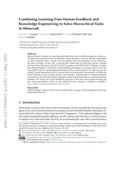 Combining Learning from Human Feedback and Knowledge Engineering to
  Solve Hierarchical Tasks in Minecraft