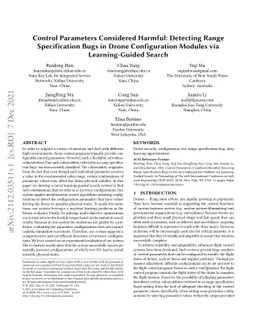 Control Parameters Considered Harmful: Detecting Range Specification
  Bugs in Drone Configuration Modules via Learning-Guided Search