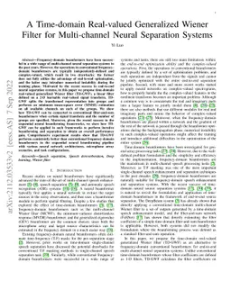 A Time-domain Real-valued Generalized Wiener Filter for Multi-channel
  Neural Separation Systems