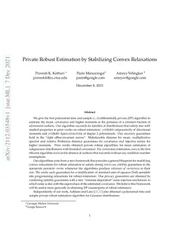 Private Robust Estimation by Stabilizing Convex Relaxations