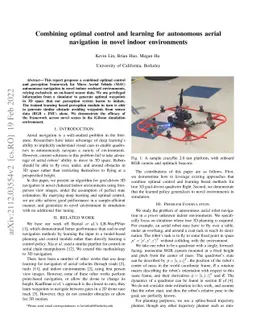 Combining optimal control and learning for autonomous aerial navigation
  in novel indoor environments