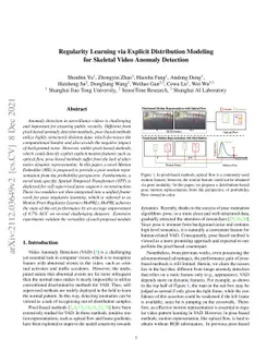 Regularity Learning via Explicit Distribution Modeling for Skeletal
  Video Anomaly Detection